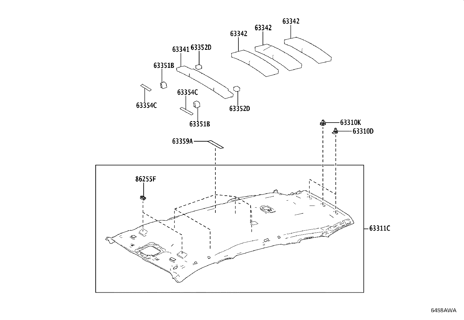 63341-30490 PAD, ROOF SILENCER, NO.2 product image
