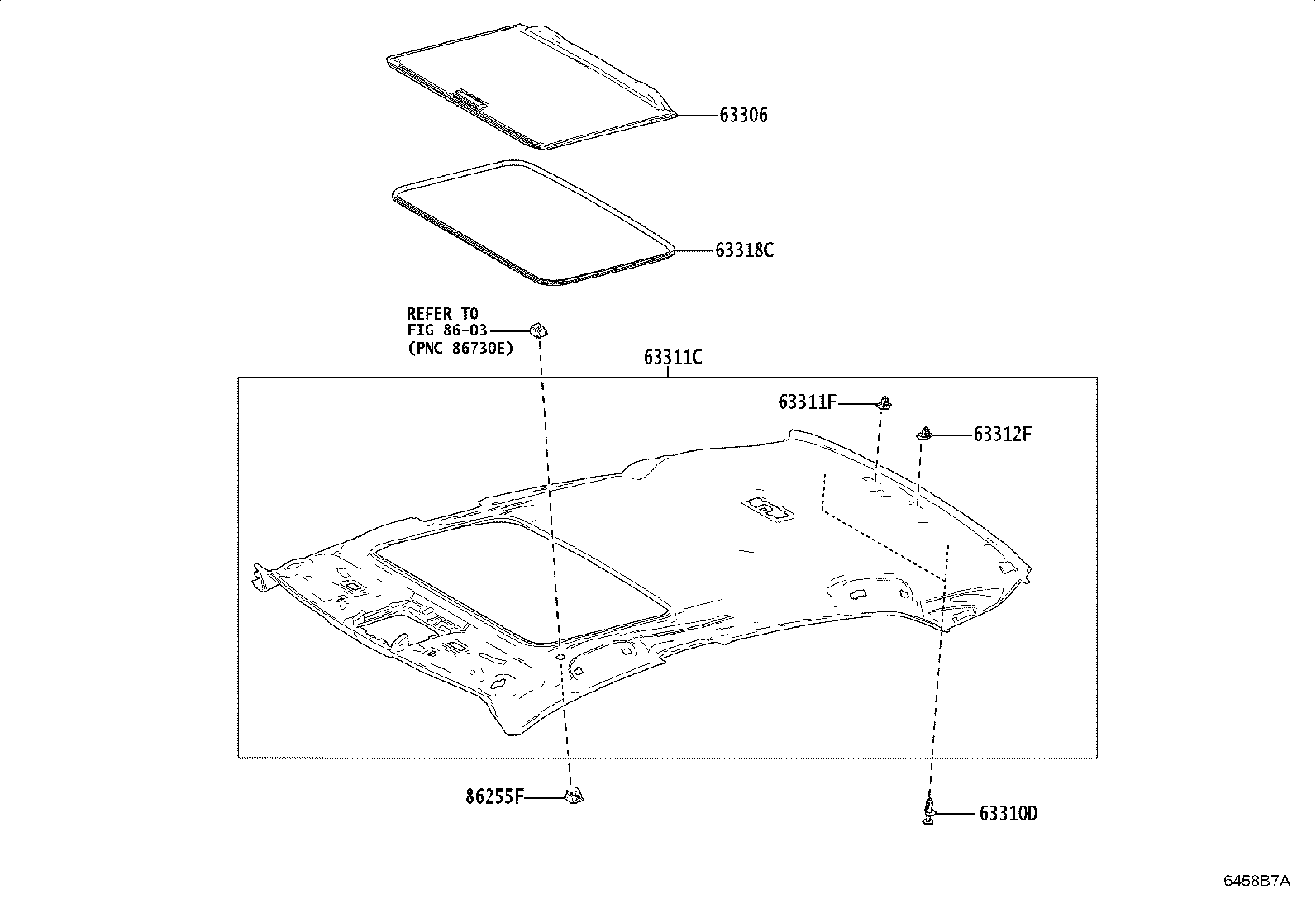 63327-06010 FASTENER, ROOF HEADLINING, NO.1 product image