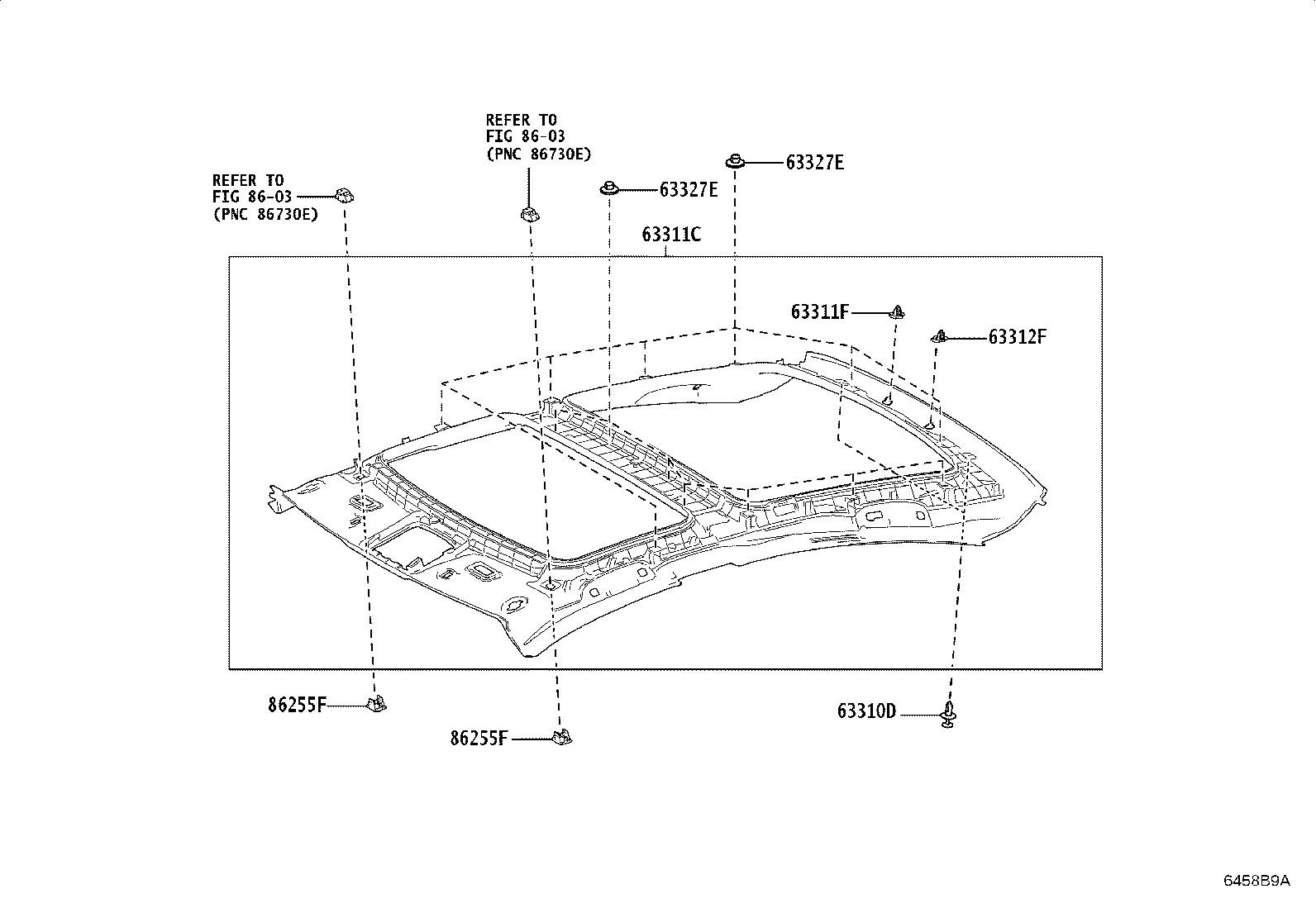 63327-06010 FASTENER, ROOF HEADLINING, NO.1 product image