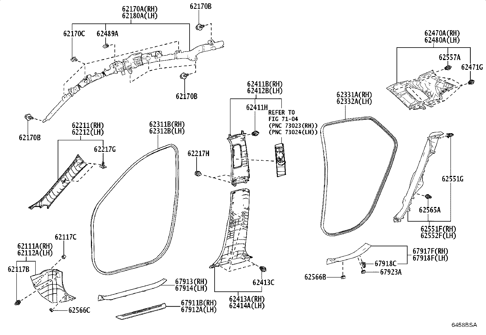 62332-30220 WEATHERSTRIP, REAR DOOR OPENING TRIM, LH product image