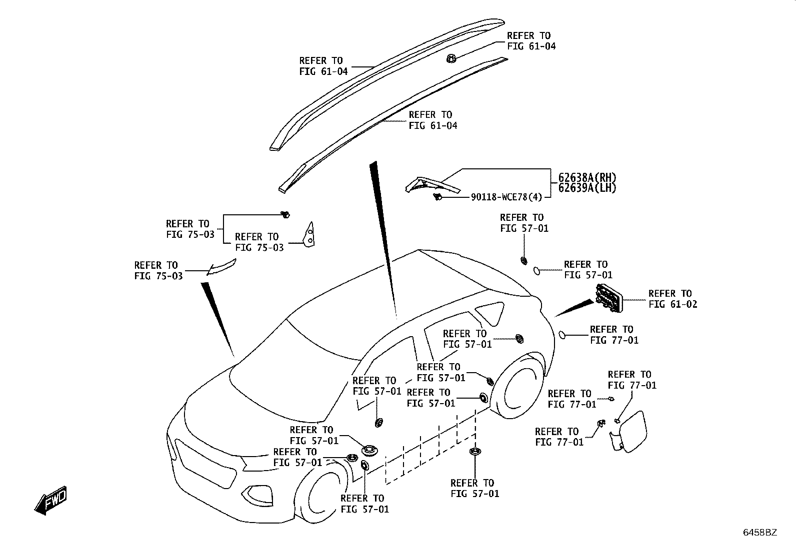 62170-WC007 AIR BAG ASSY, CURTAIN SHIELD, RH product image