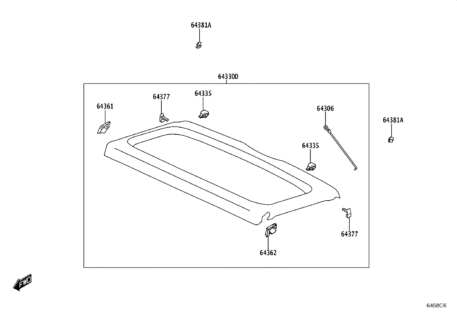 64306-WC006 SUSPENDER SUB-ASSY, PACKAGE TRAY TRIM product image