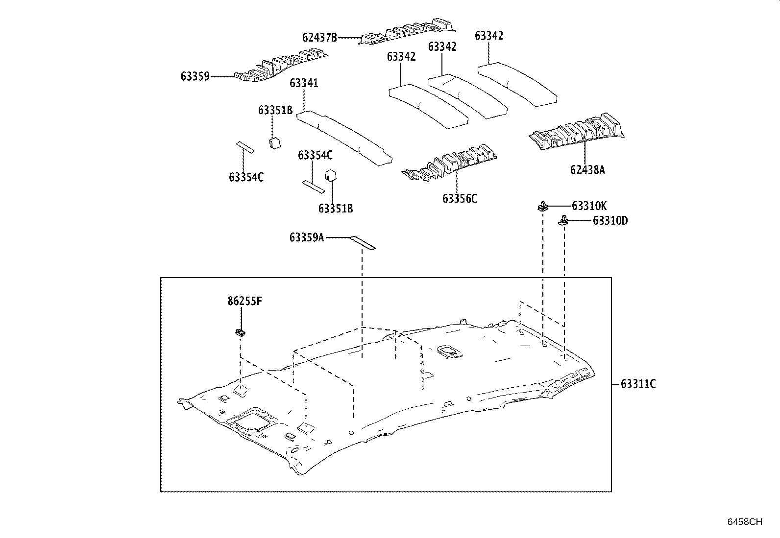 62437-30080 PAD, ROOF SIDE RAIL, REAR RH product image