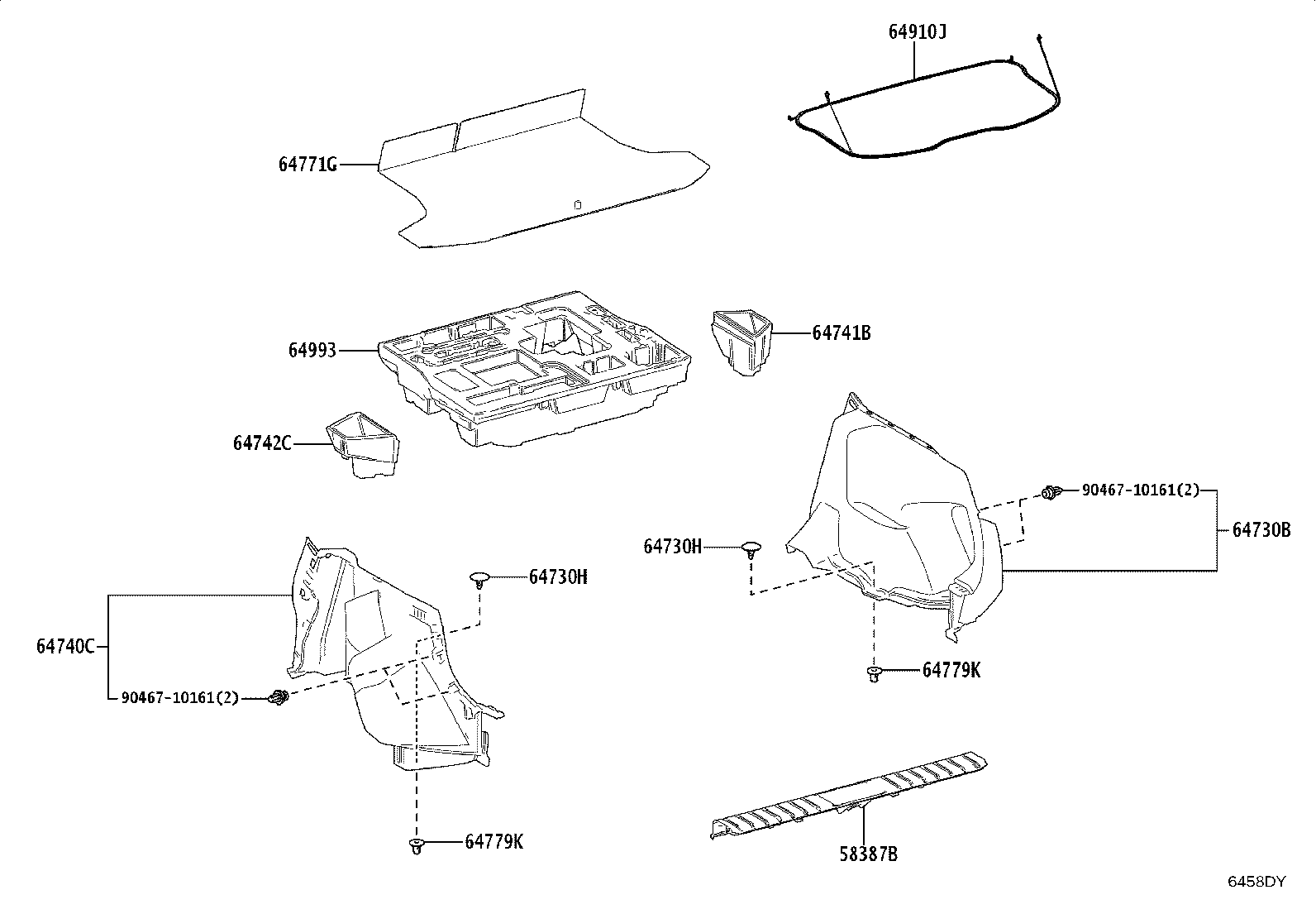 64742-52040 BOX, DECK SIDE TRIM, LH product image
