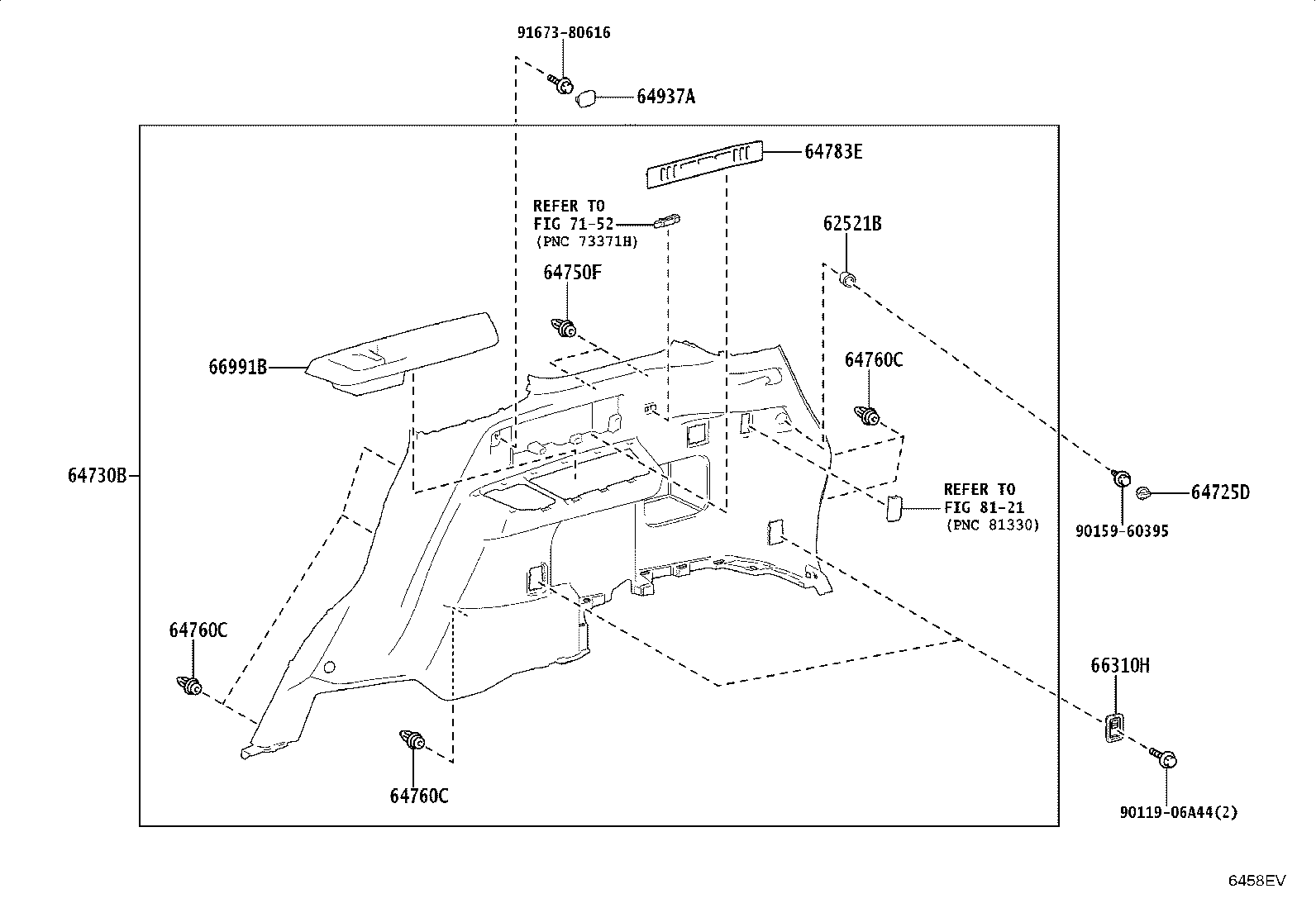 62332-35040 WEATHERSTRIP, REAR DOOR OPENING TRIM, LH product image
