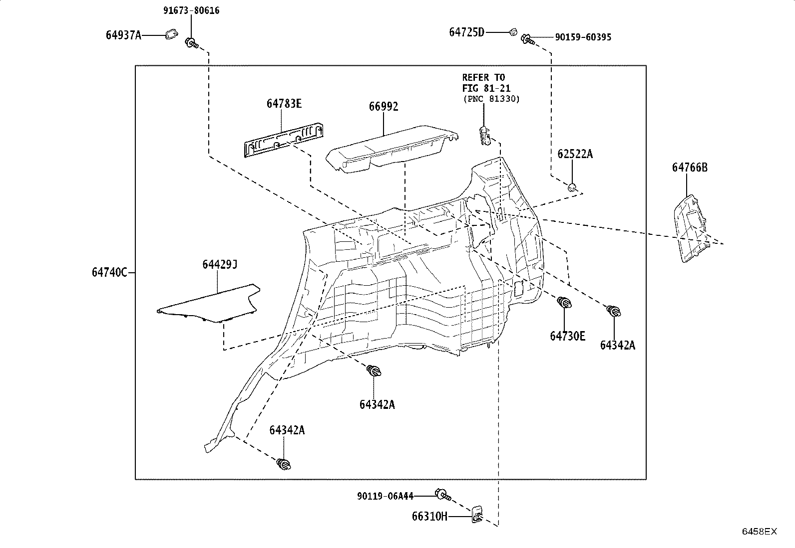 62332-35040 WEATHERSTRIP, REAR DOOR OPENING TRIM, LH product image