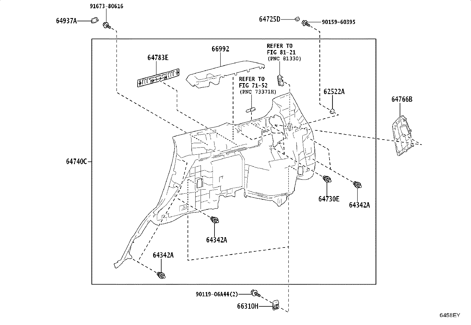 62332-35040 WEATHERSTRIP, REAR DOOR OPENING TRIM, LH product image