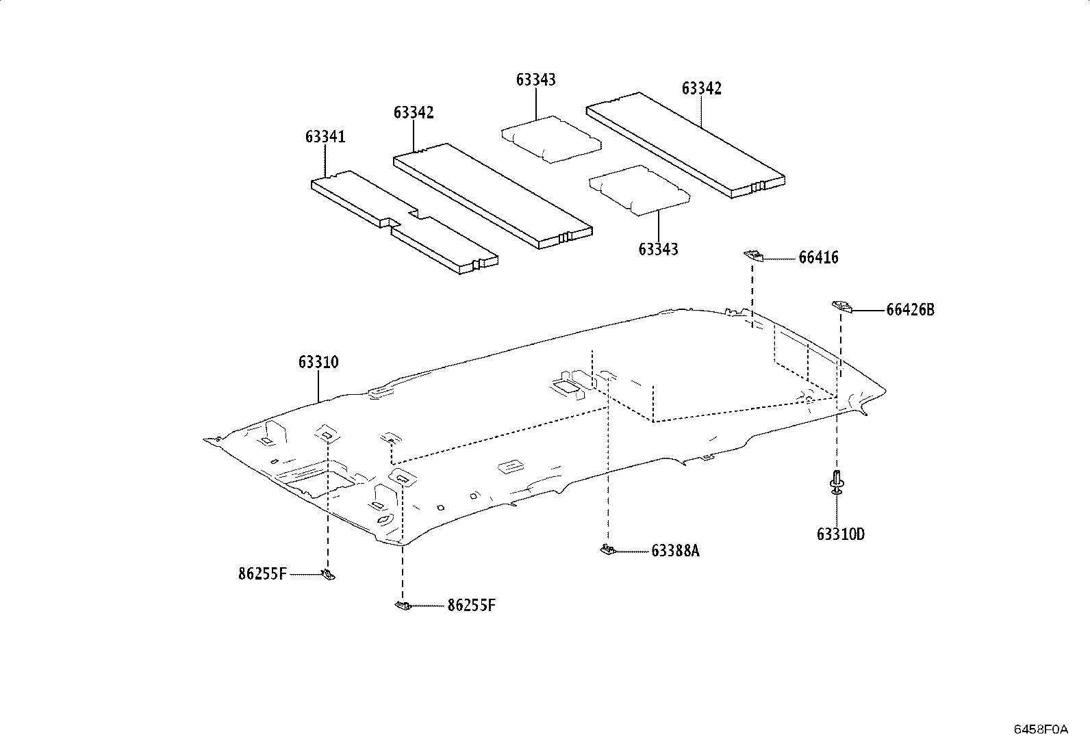 Toyota 63310-35600-C2 HEADLINING ASSY, ROOF