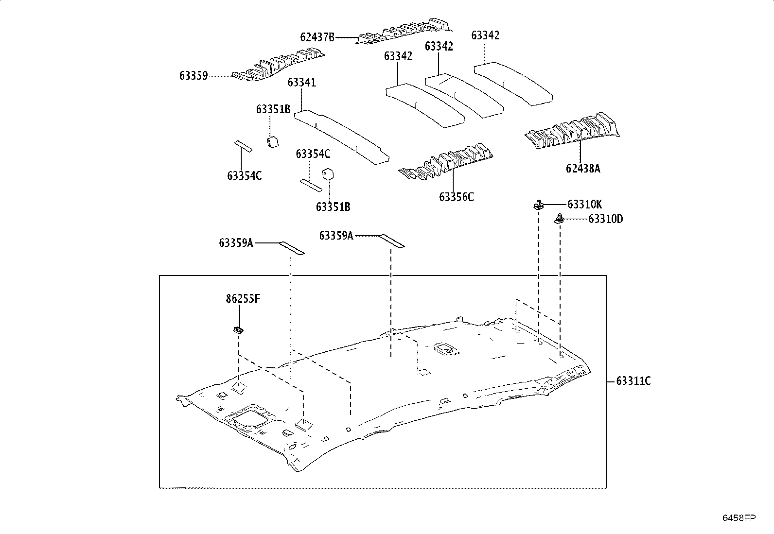 62437-30080 PAD, ROOF SIDE RAIL, REAR RH product image