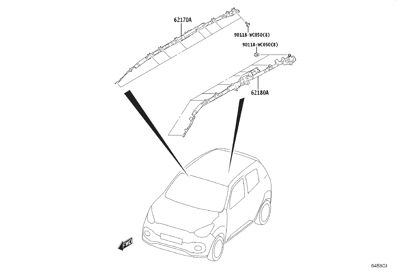 62170-WC008 AIR BAG ASSY, CURTAIN SHIELD, RH product image