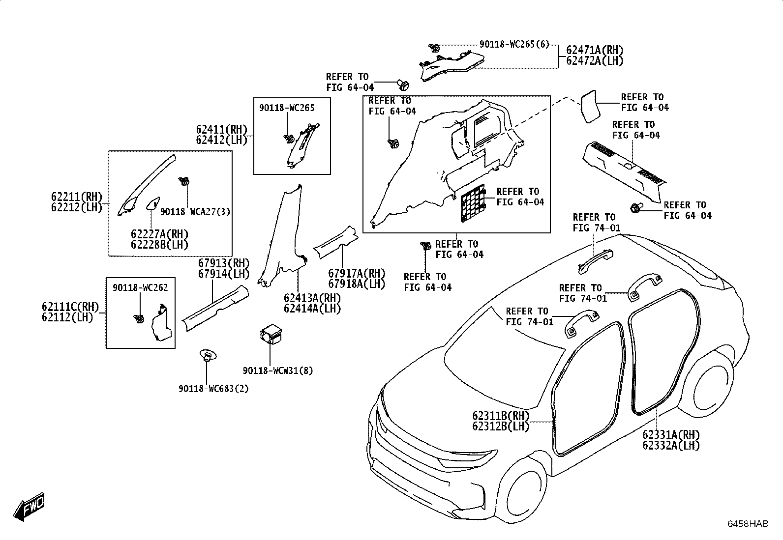 62170-WC009 AIR BAG ASSY, CURTAIN SHIELD, RH product image