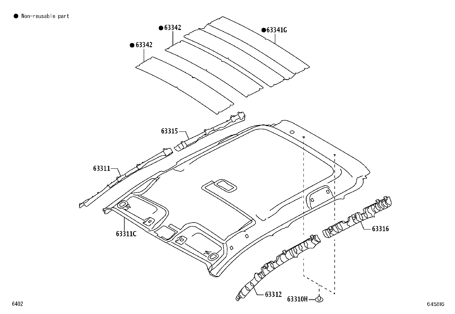 62452-BZ050 GARNISH, ROOF HEADLINING, REAR LH product image