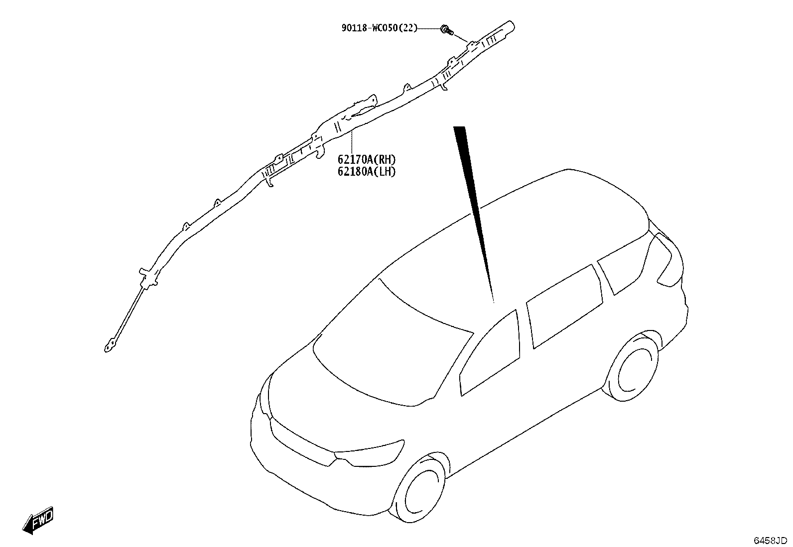 62170-WC010 AIR BAG ASSY, CURTAIN SHIELD, RH product image