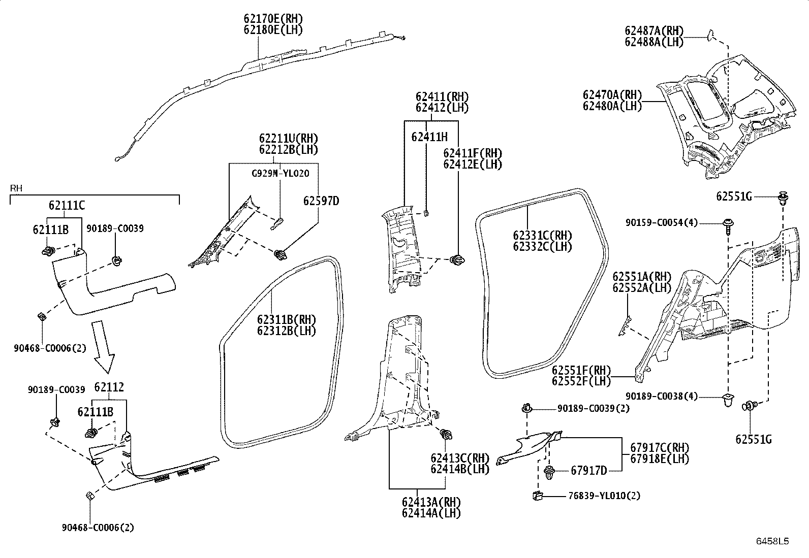 62111-YL030-C0 BOARD, COWL SIDE TRIM, RH product image