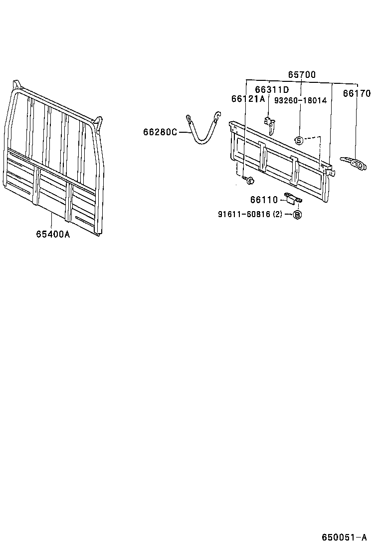 65701-93203 GATE ASSY, REAR BODY TAIL product image