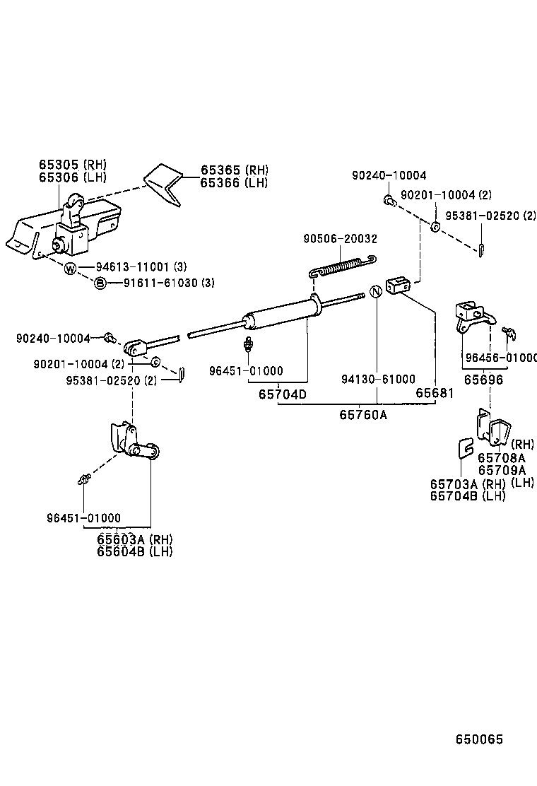 65703-93101 GUIDE SUB-ASSY, TAIL GATE LOCK HINGE, RH product image