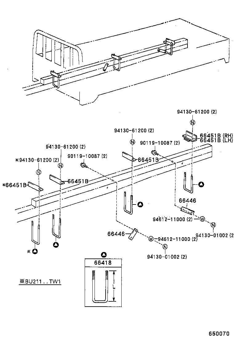 66414-93200 SPACER, SIDE RAIL product image