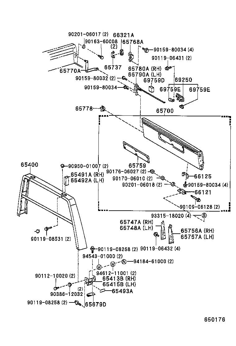 65700-27010 GATE ASSY, REAR BODY TAIL product image