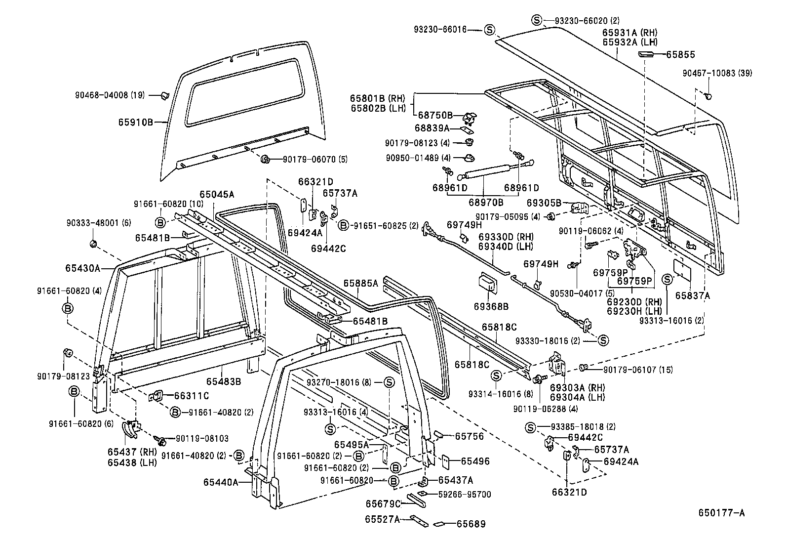 65496-95700 SEAL, REAR BODY GUARD FRAME, NO.4 product image