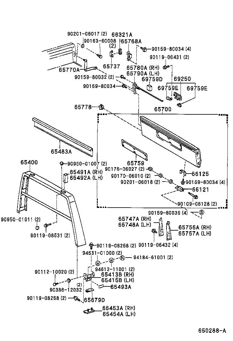 65700-27040 GATE ASSY, REAR BODY TAIL product image