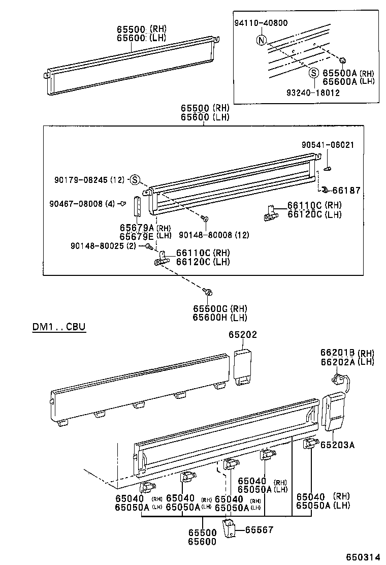 65010-37050 HINGE ASSY, SIDE GATE, NO.1 RH product image