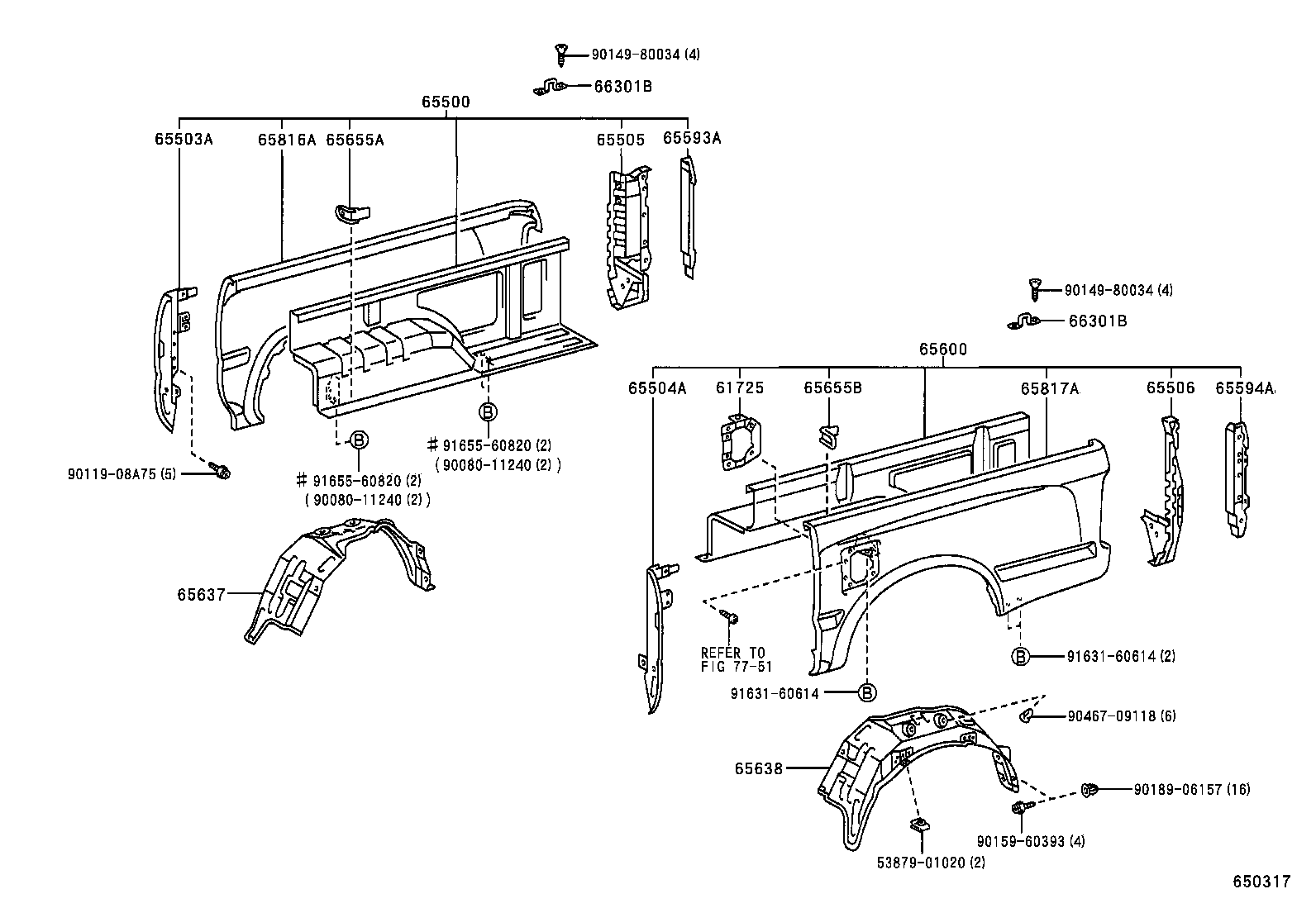 65637-04020 LINER, REAR WHEEL HOUSE, RH product image