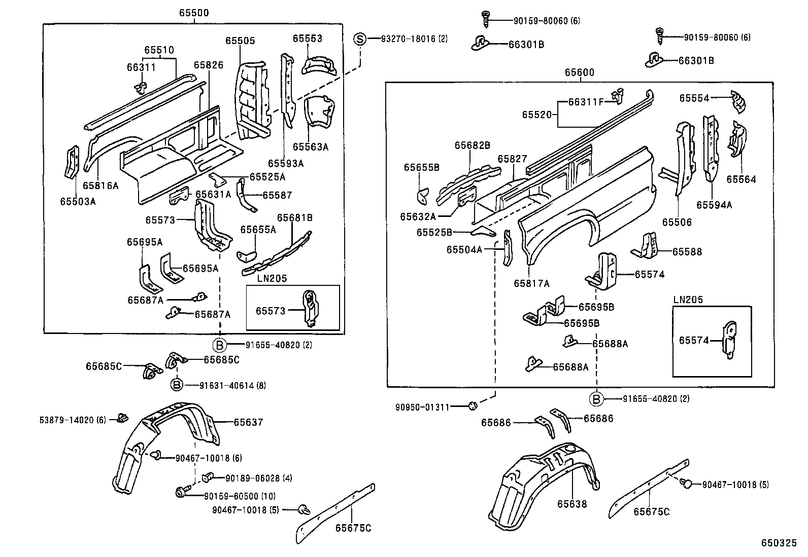 65500-89353 PANEL ASSY, REAR BODY SIDE, RH product image