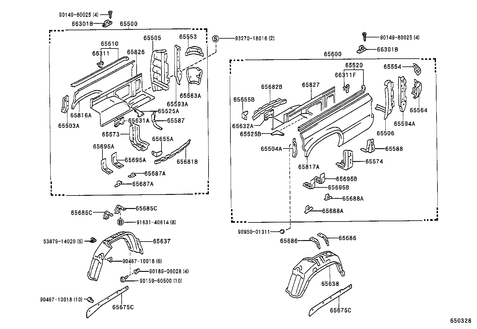 65500-89353 PANEL ASSY, REAR BODY SIDE, RH product image