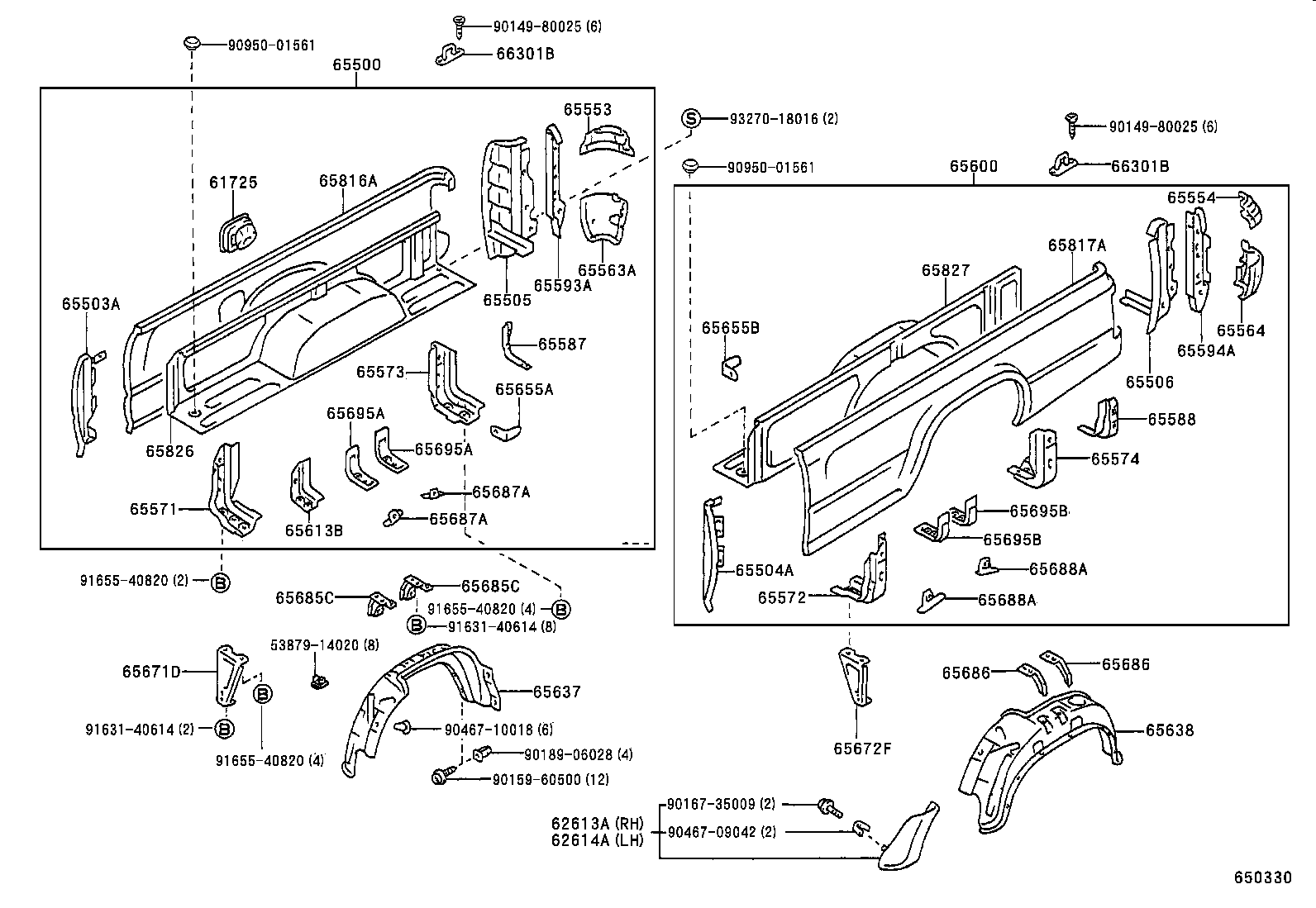 65520-89144 RAIL ASSY, SIDE PANEL TOP, LH product image