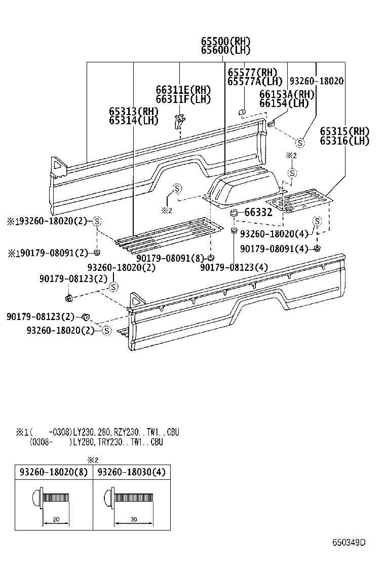 65010-37042 HINGE ASSY, SIDE GATE, NO.1 RH product image