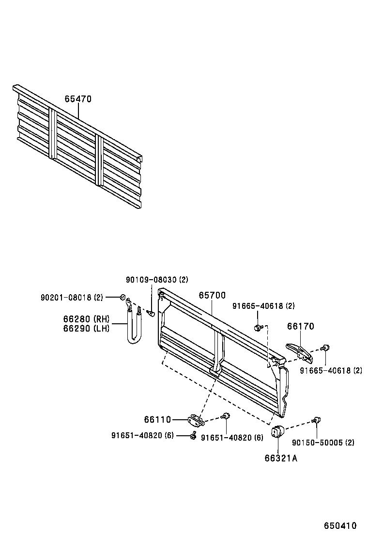 65700-YZC01 GATE ASSY, REAR BODY TAIL product image