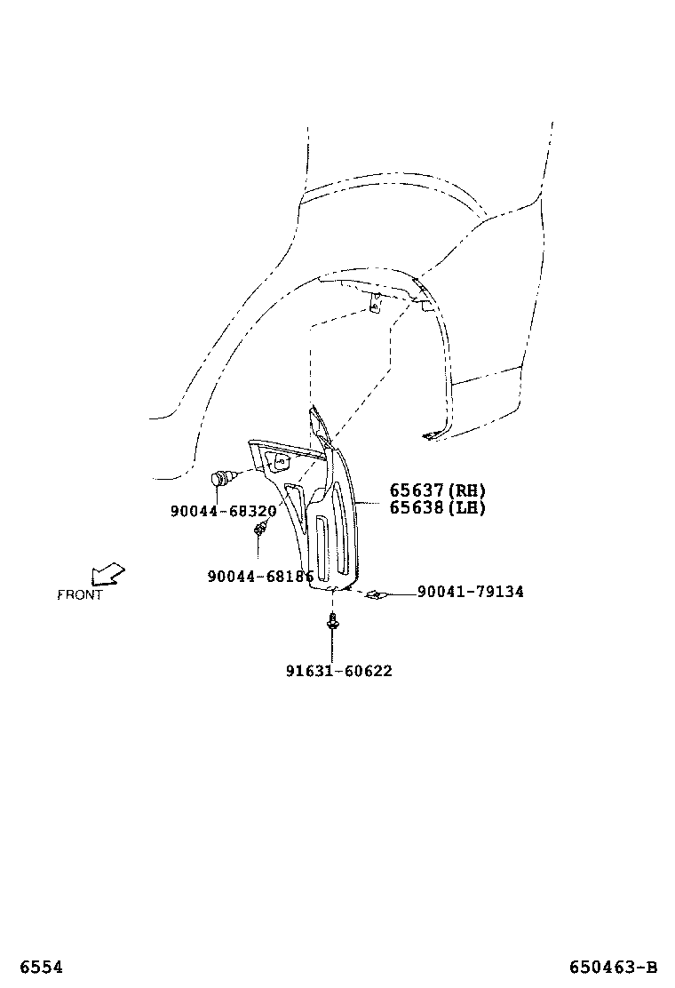 Toyota 65637-BZ010 LINER, REAR WHEEL HOUSE, RH