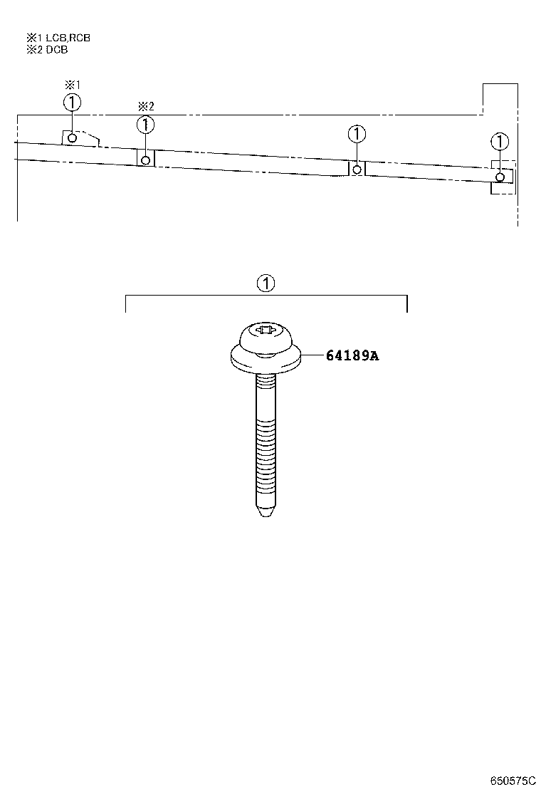 Toyota 64189-04010 BOLT, REAR BODY MOUNTING
