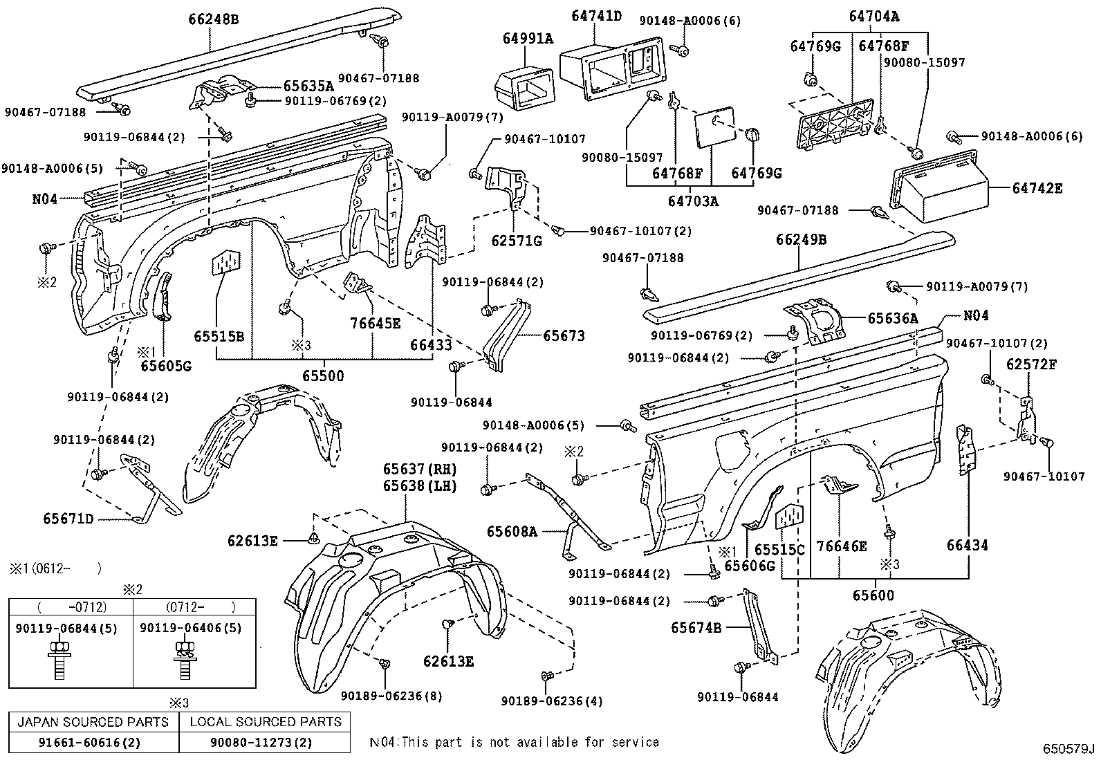 Toyota 66434-04020 BRACE, SIDE REAR STEP, LH