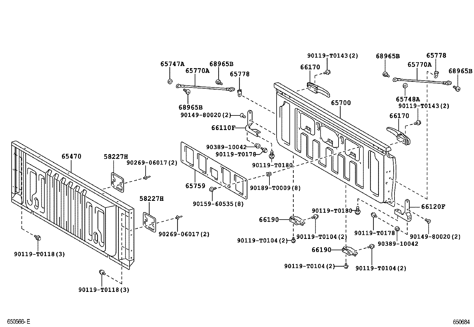 65700-0K080 GATE ASSY, REAR BODY TAIL product image