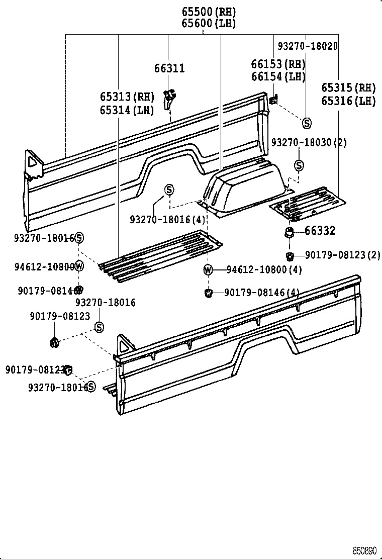 65500-92216 PANEL ASSY, REAR BODY SIDE, RH product image