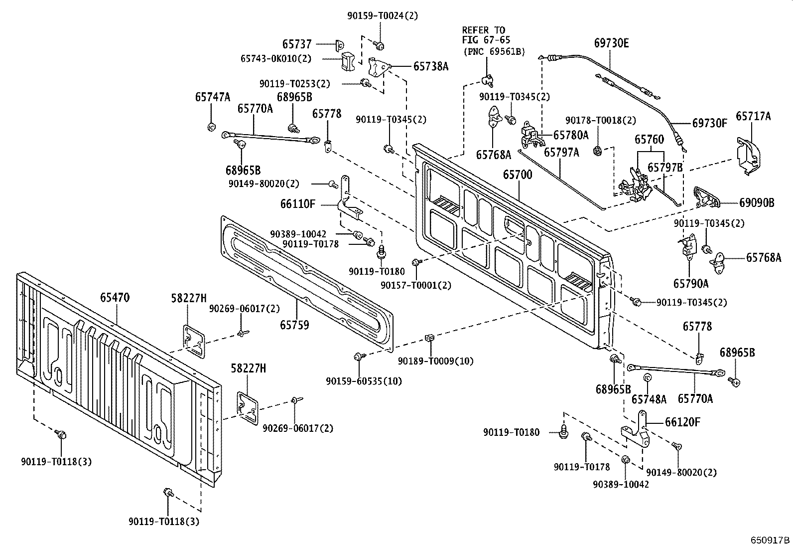 65738-0K010 STOPPER, TAIL GATE LOCK HINGE, NO.1 product image
