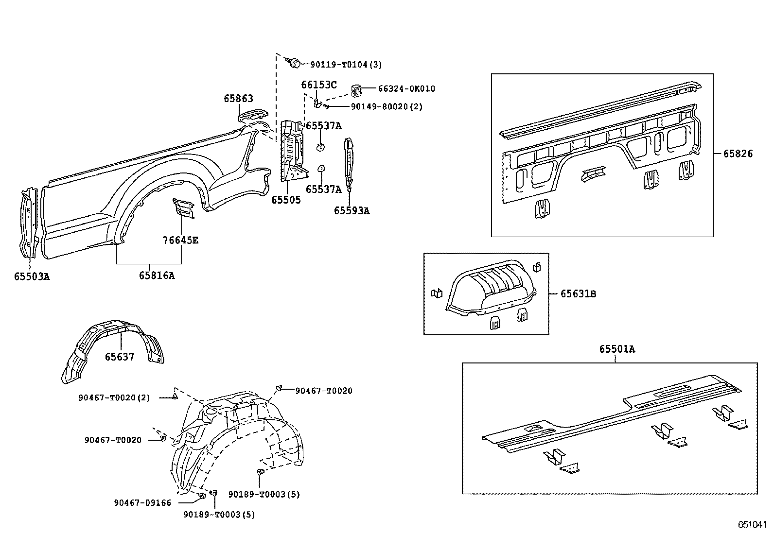 65601-0K913 PANEL SUB-ASSY, REAR BODY SIDE, LH product image