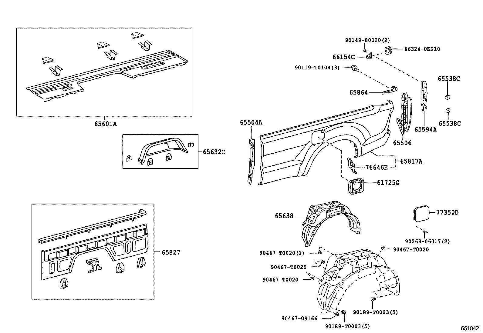 65601-0K913 PANEL SUB-ASSY, REAR BODY SIDE, LH product image