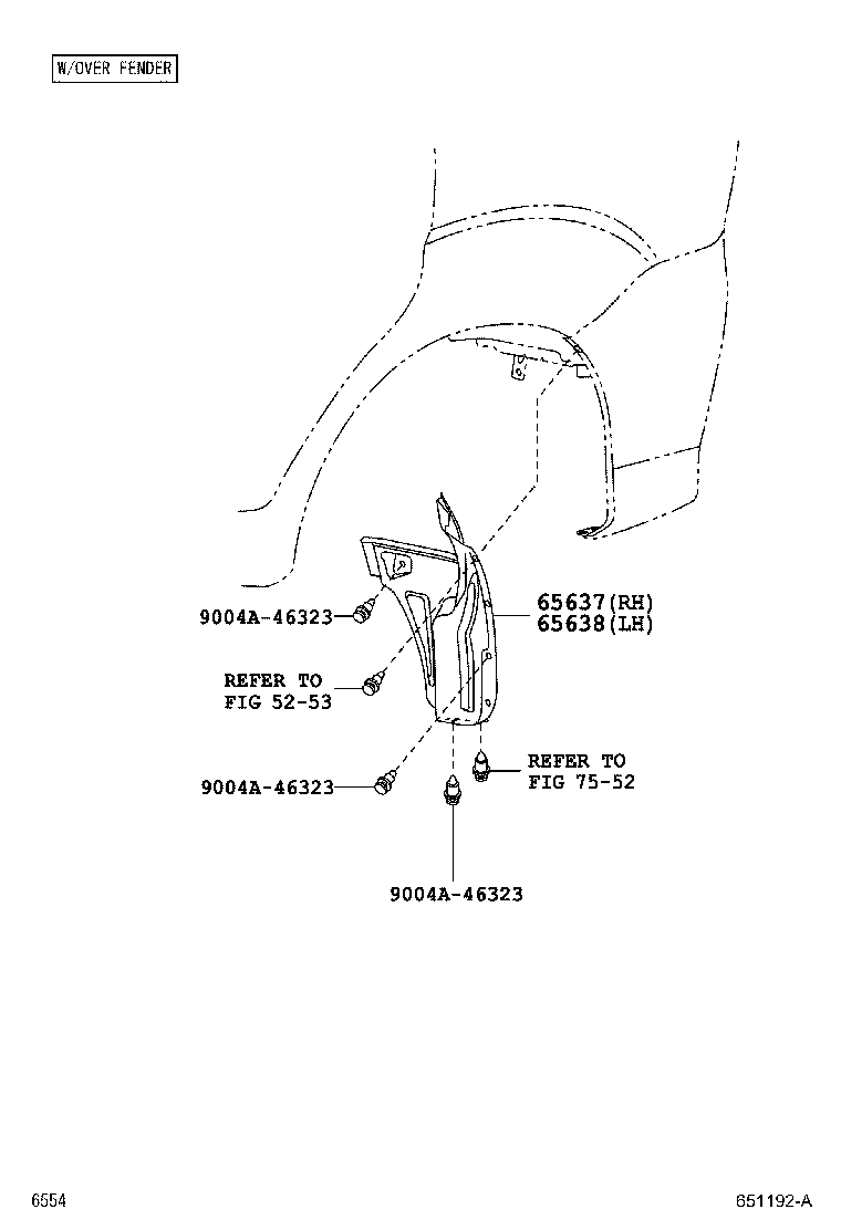 65638-BZ130 LINER, REAR WHEEL HOUSE, LH product image