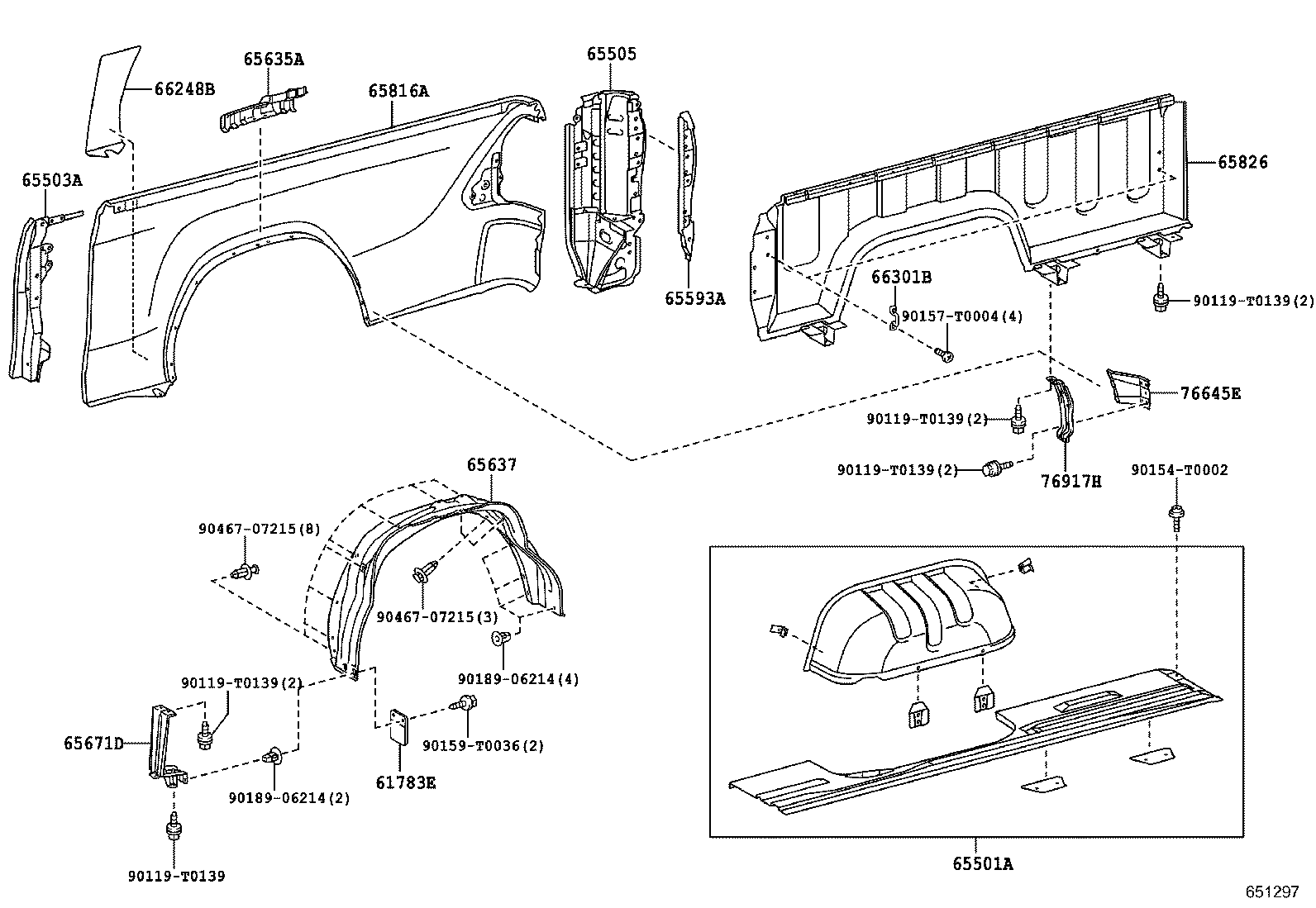 65637-0K080 LINER, REAR WHEEL HOUSE, RH product image