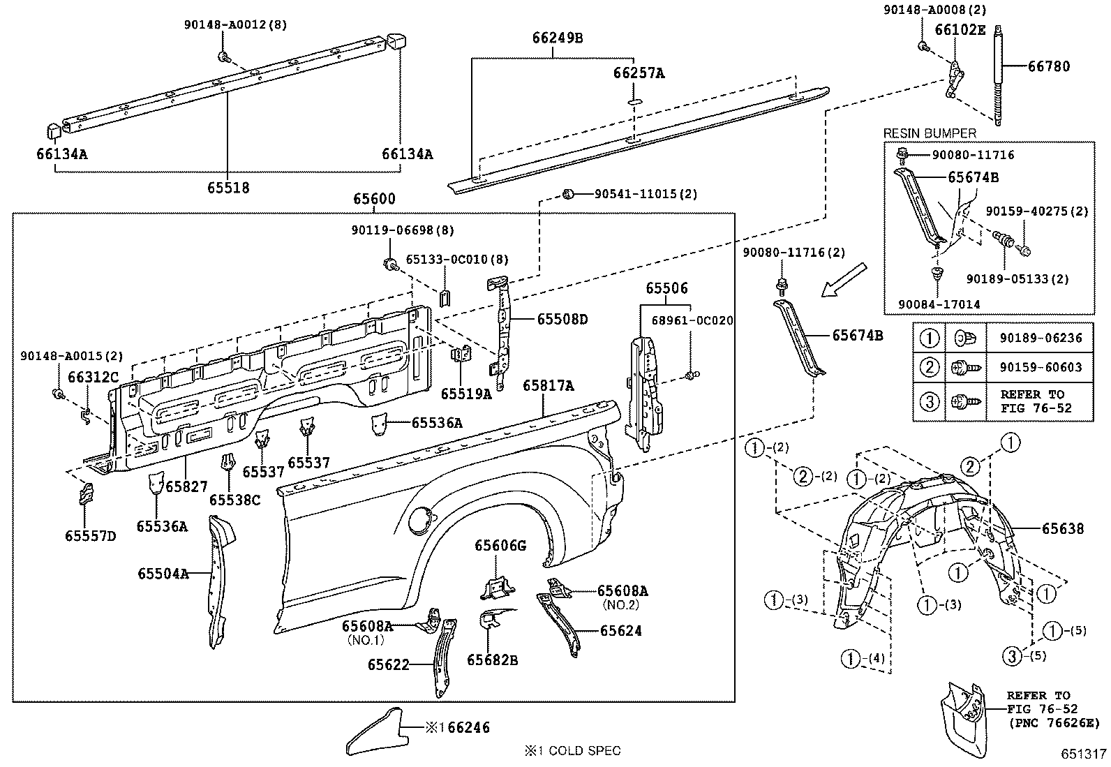 65519-0C010 BRACKET, TOP RAIL product image