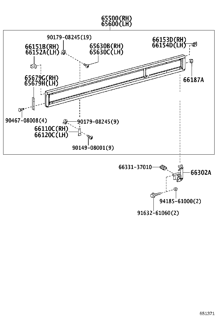 65660-37102 PANEL ASSY, REAR BODY SIDE, RH product image