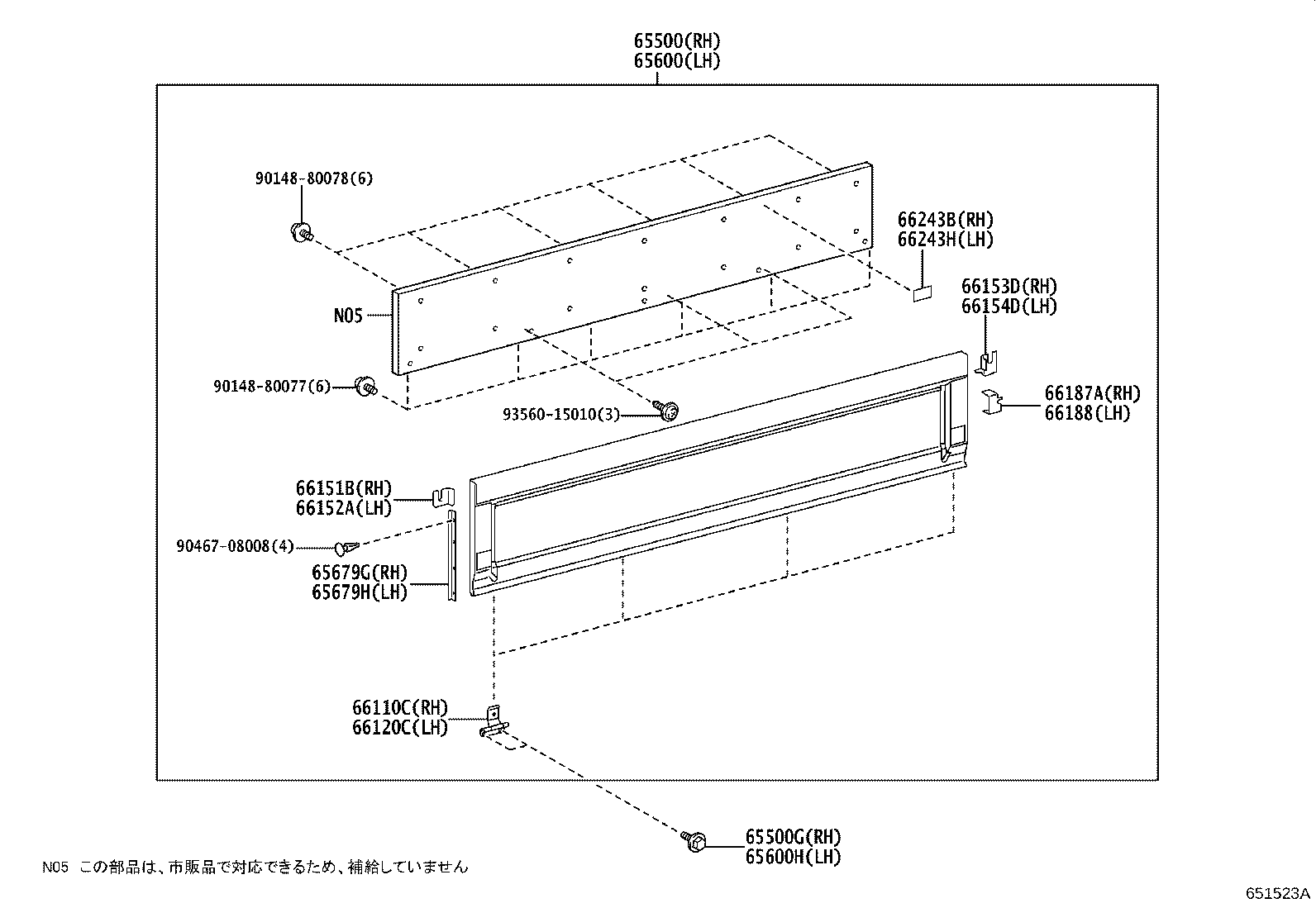 65500-25311 PANEL ASSY, REAR BODY SIDE, RH product image