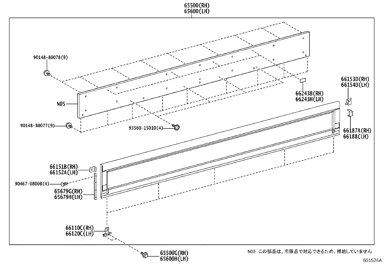 65500-25311 PANEL ASSY, REAR BODY SIDE, RH product image