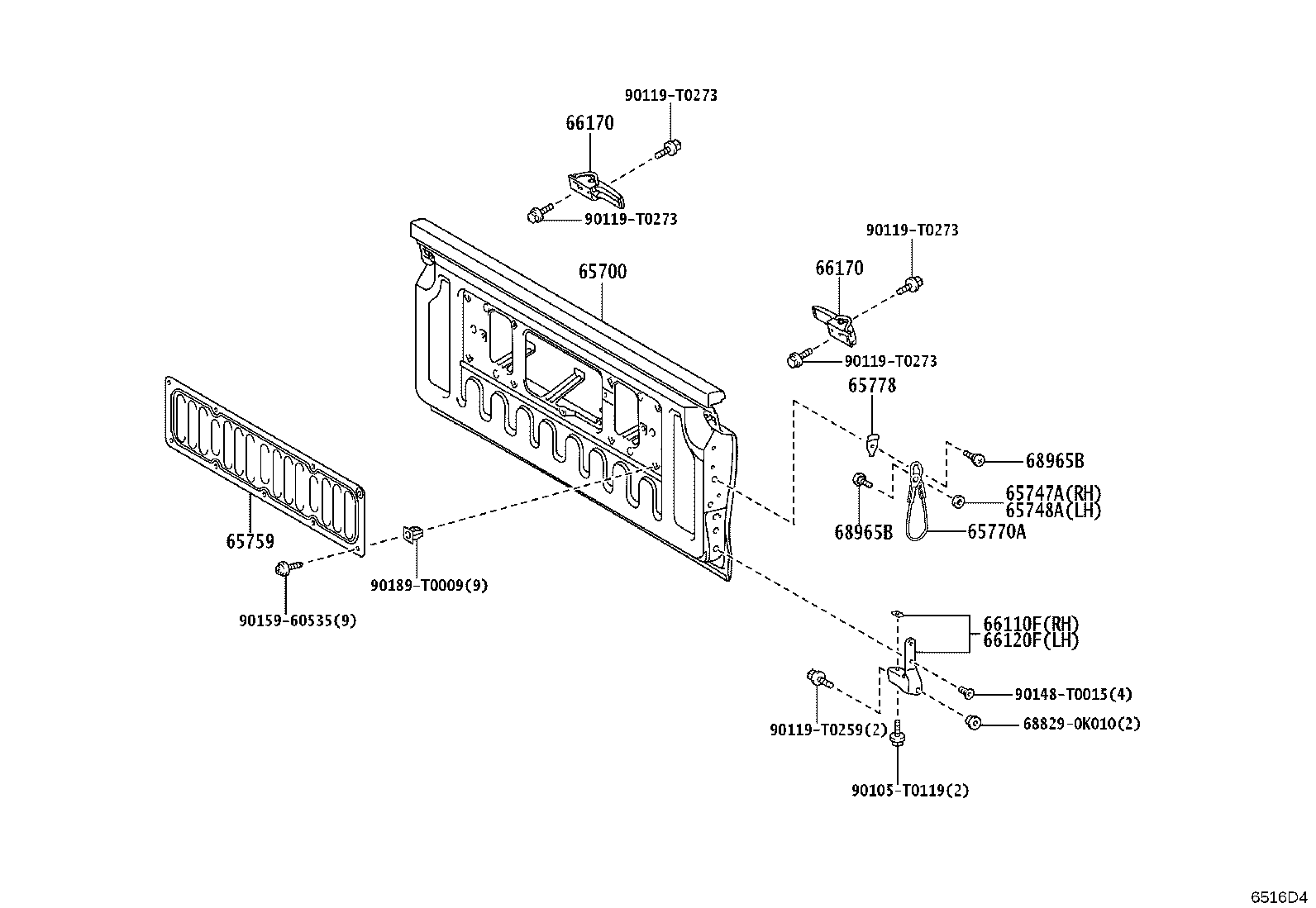 65770-0K090 STAY ASSY, TAIL GATE product image