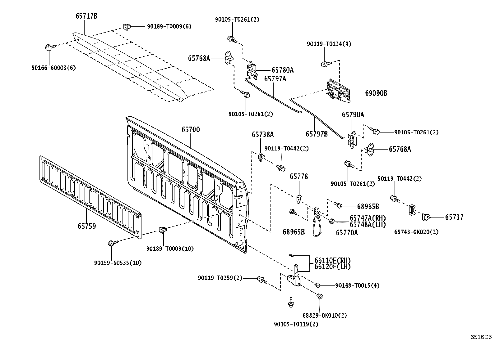 65770-0K090 STAY ASSY, TAIL GATE product image