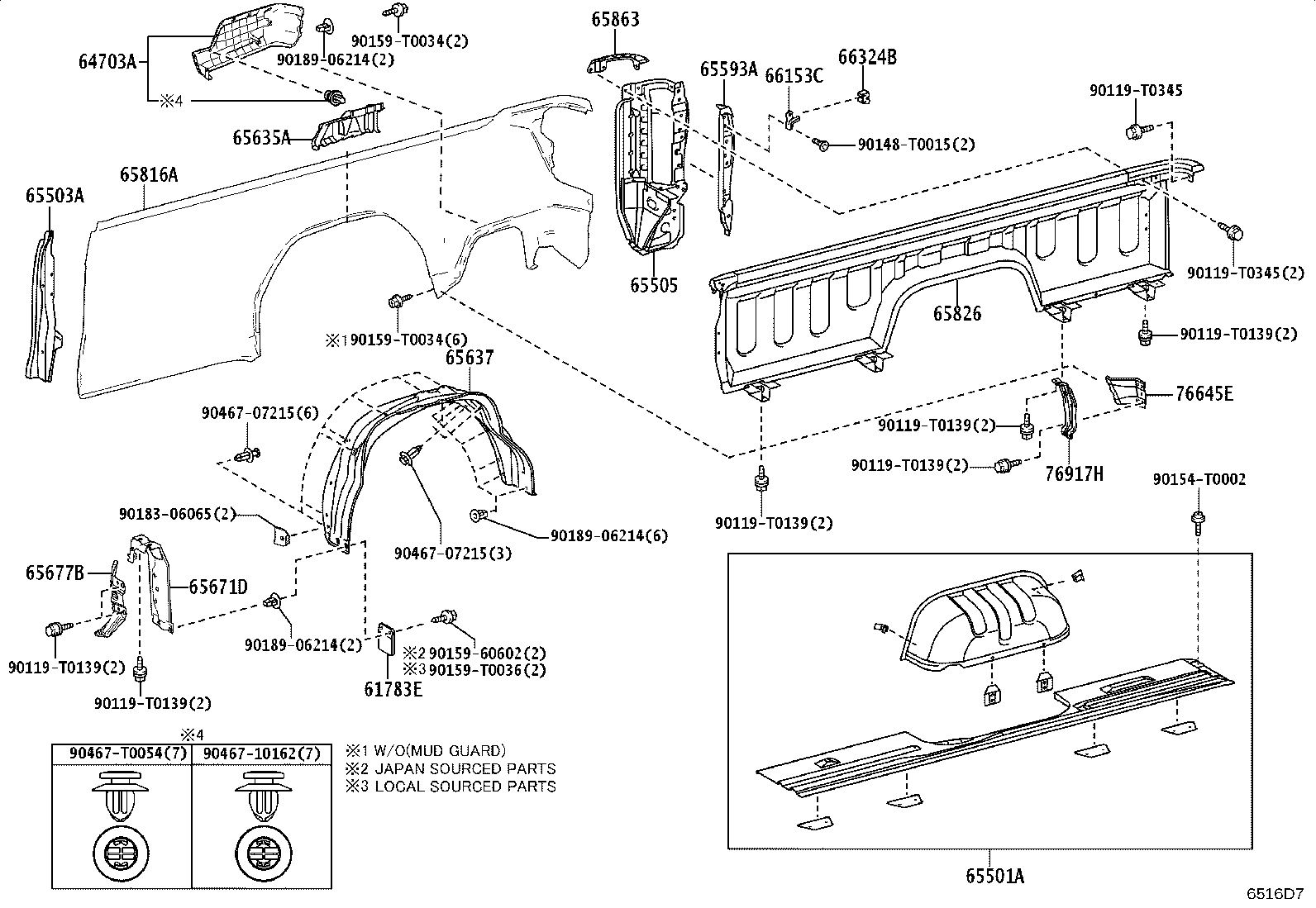 65638-0K150 LINER, REAR WHEEL HOUSE, LH product image