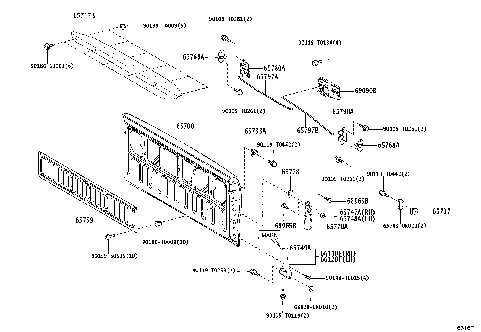 65700-KK280 GATE ASSY, REAR BODY TAIL product image