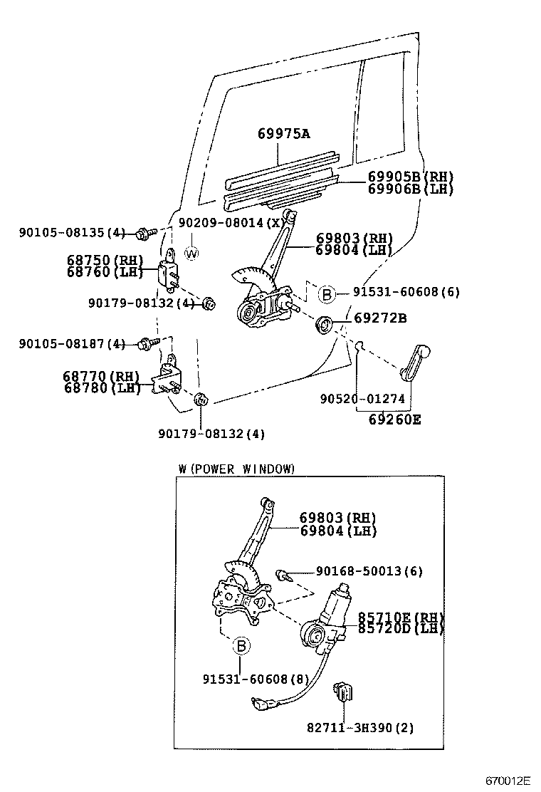 69804-60030 REGULATOR SUB-ASSY, REAR DOOR WINDOW, LH product image